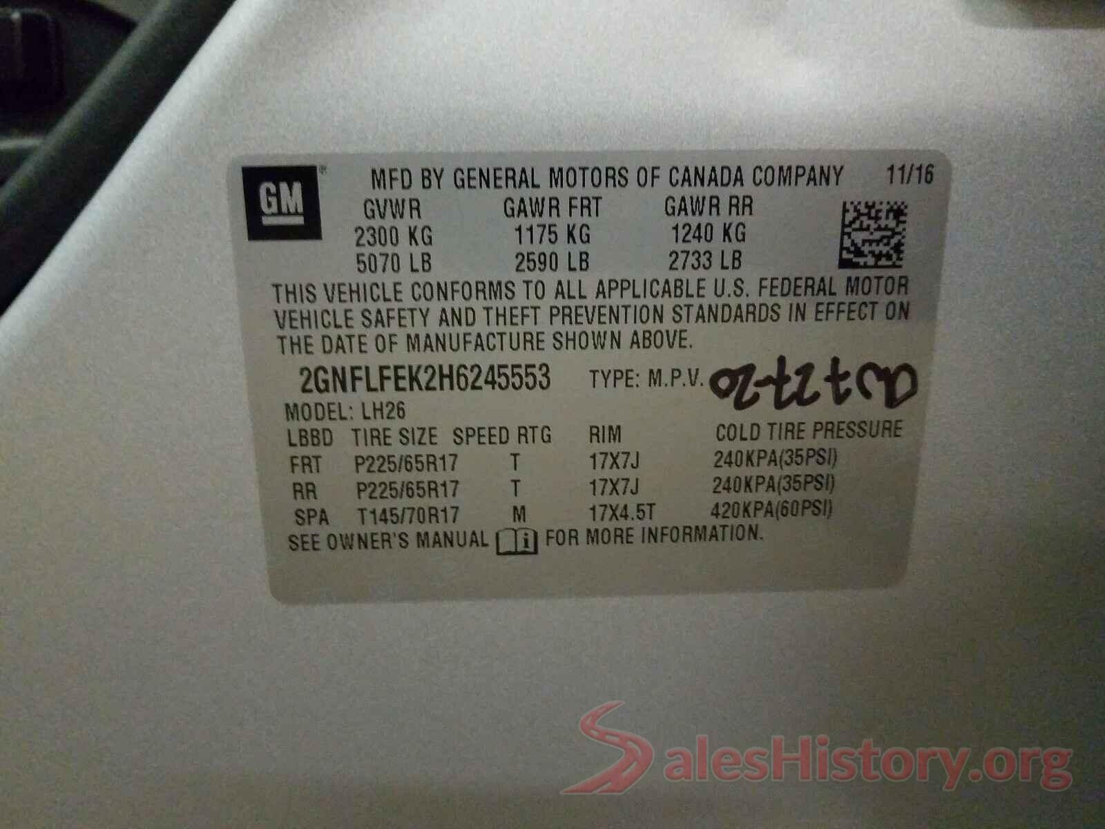 2GNFLFEK2H6245553 2017 CHEVROLET EQUINOX