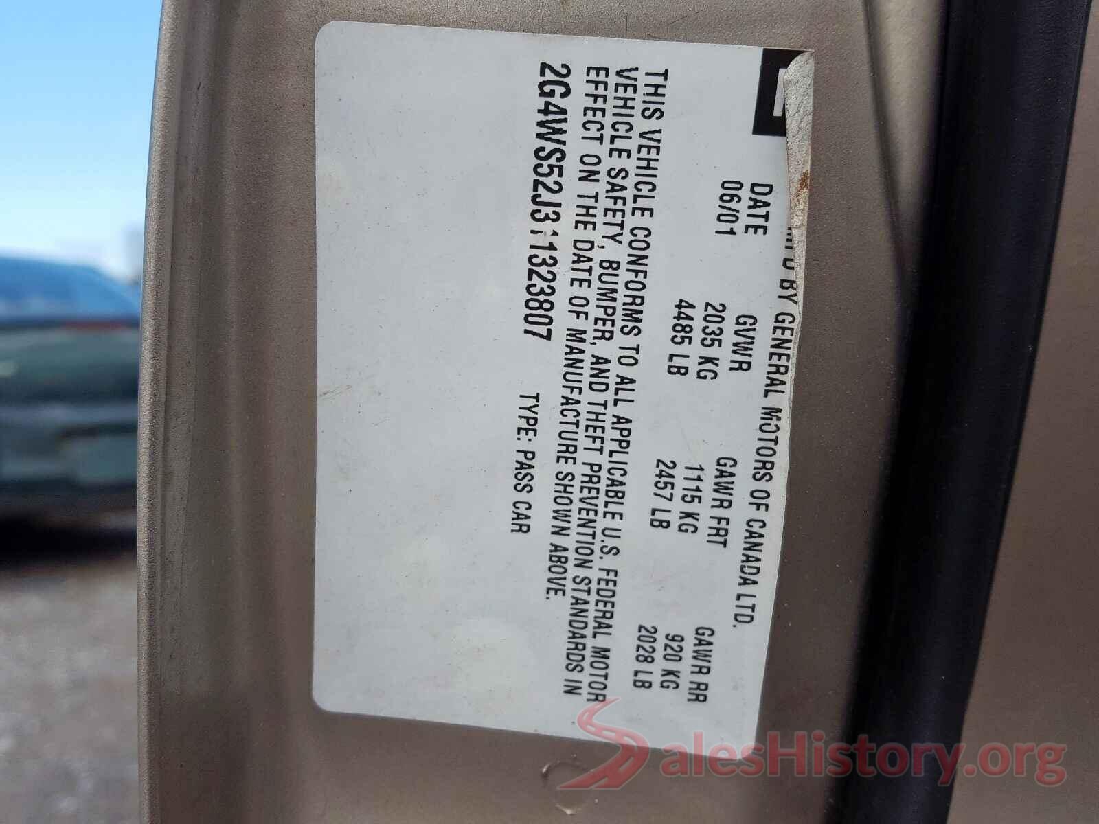 5TFAX5GN8JX112357 2001 BUICK CENTURY