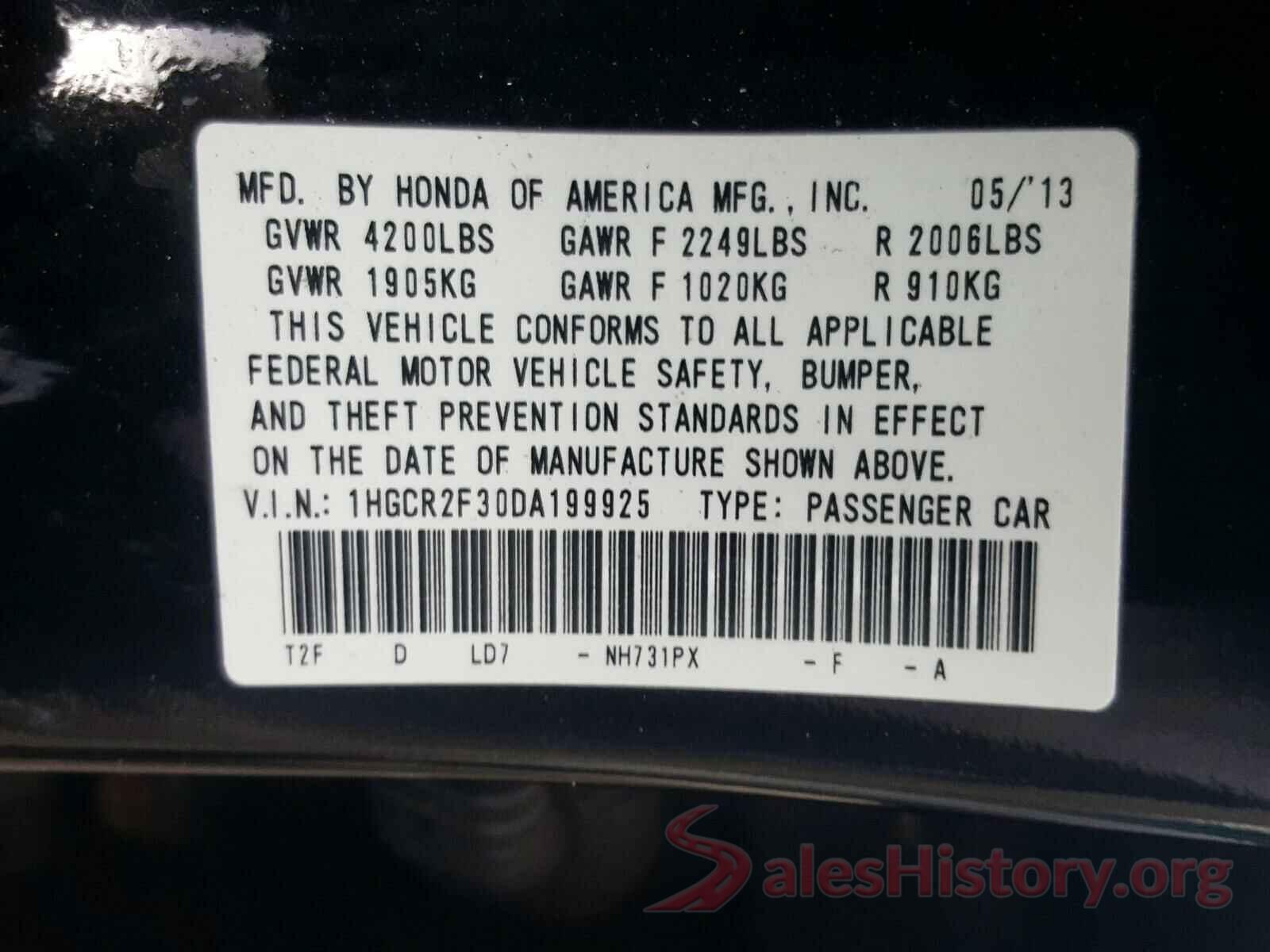 3CZRU5H31HM717209 2013 HONDA ACCORD