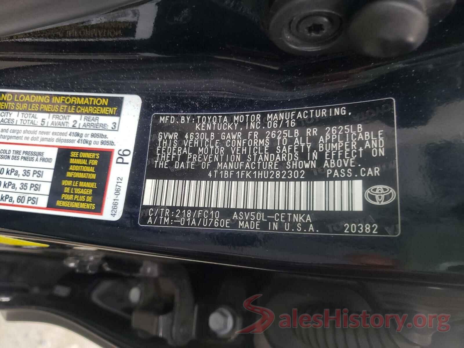 4T1BF1FK1HU282302 2017 TOYOTA CAMRY