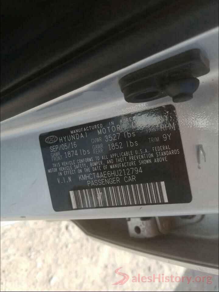 KMHCT4AE6HU212794 2017 HYUNDAI ACCENT