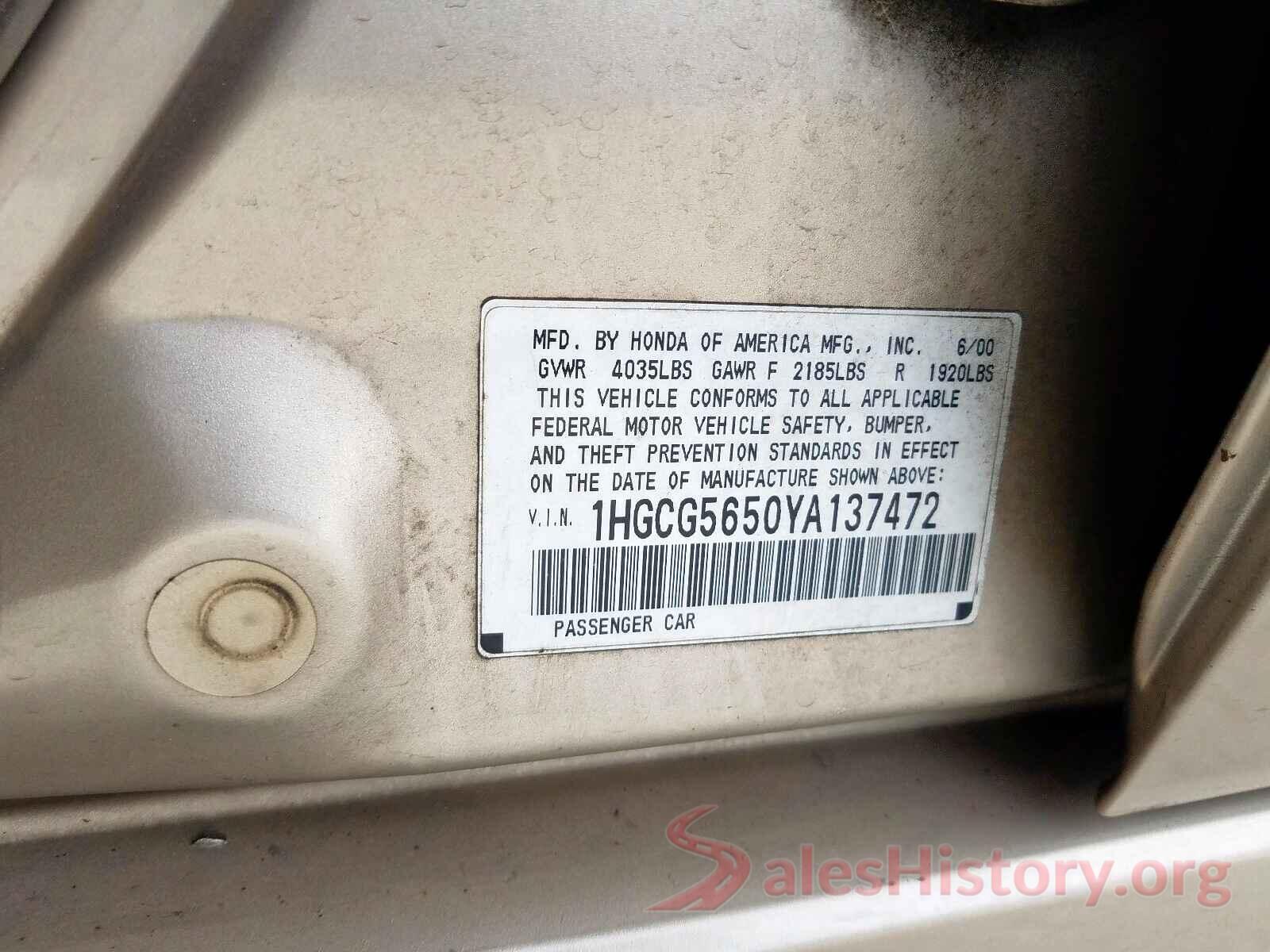 58ABK1GG2JU093159 2000 HONDA ACCORD