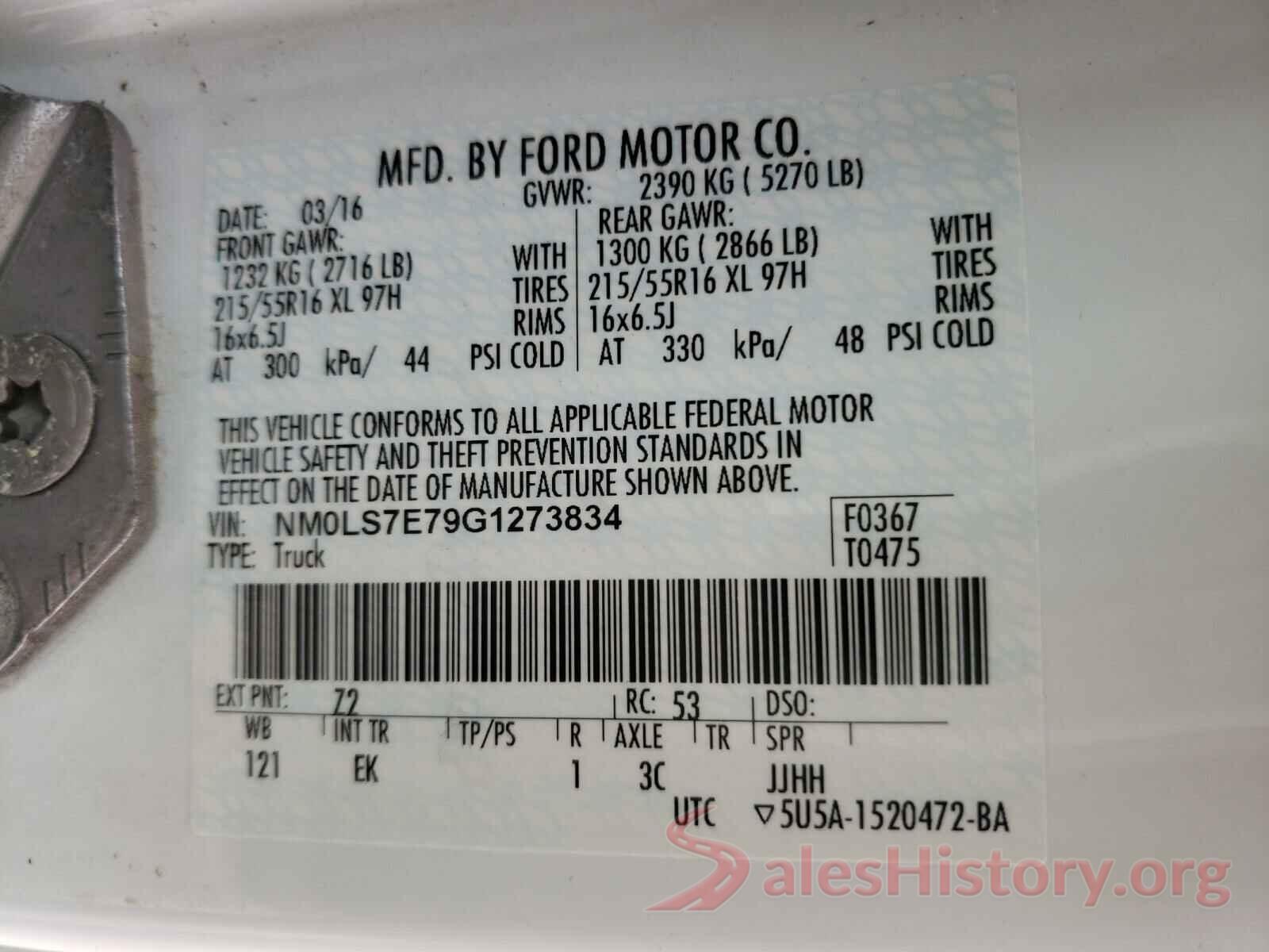 NM0LS7E79G1273834 2016 FORD TRANSIT CO