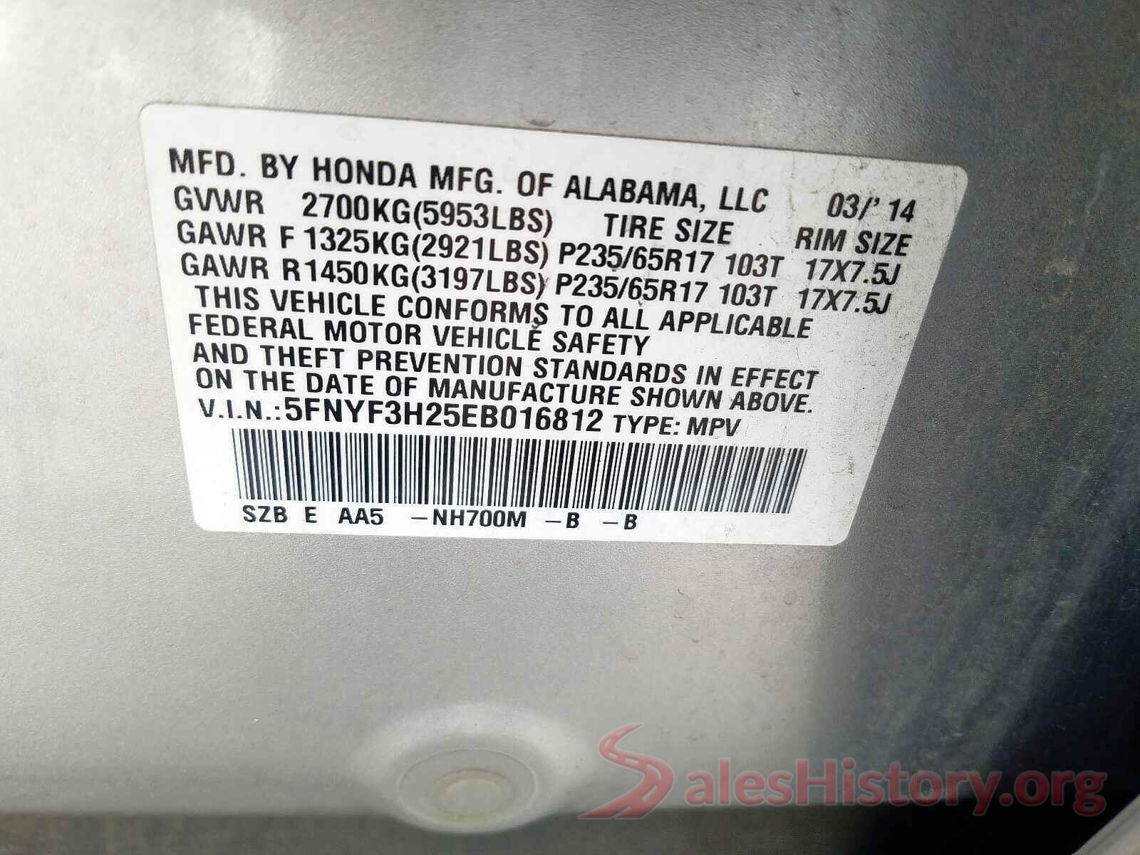 KMHDH4AE8GU641309 2014 HONDA PILOT