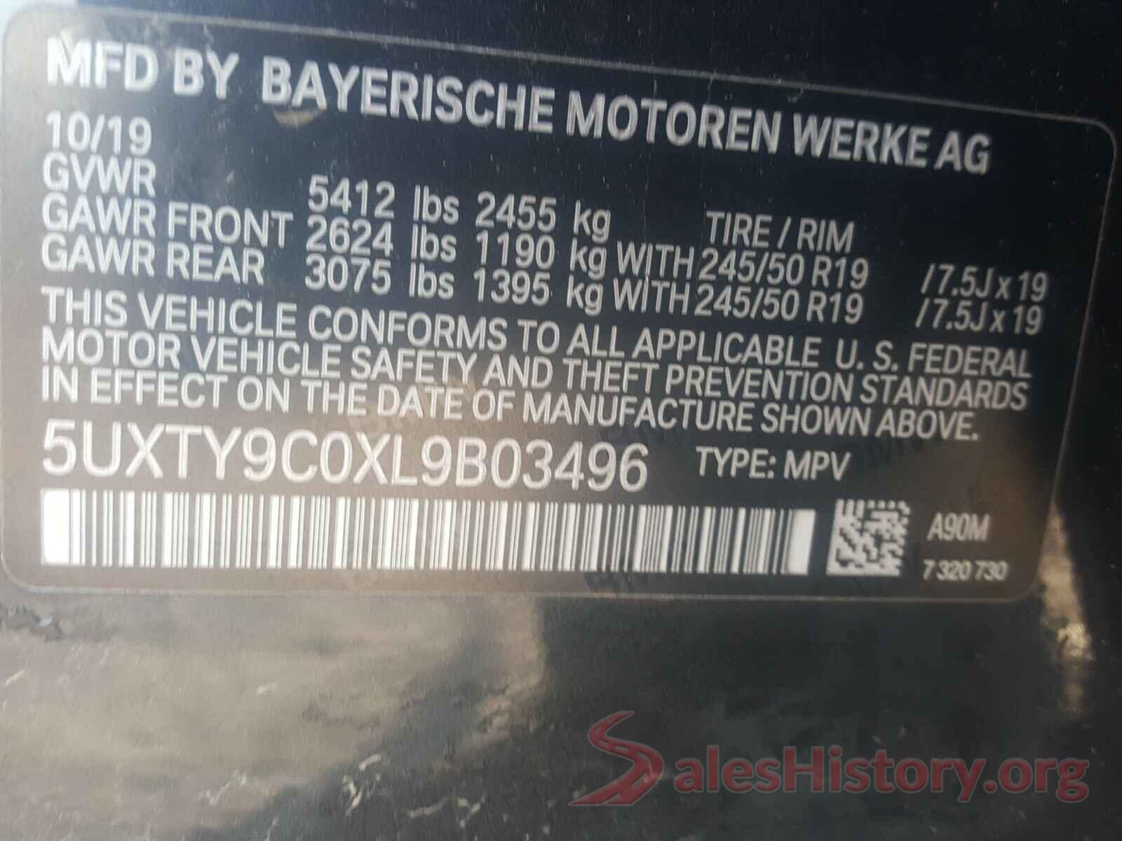 5UXTY9C0XL9B03496 2020 BMW X3