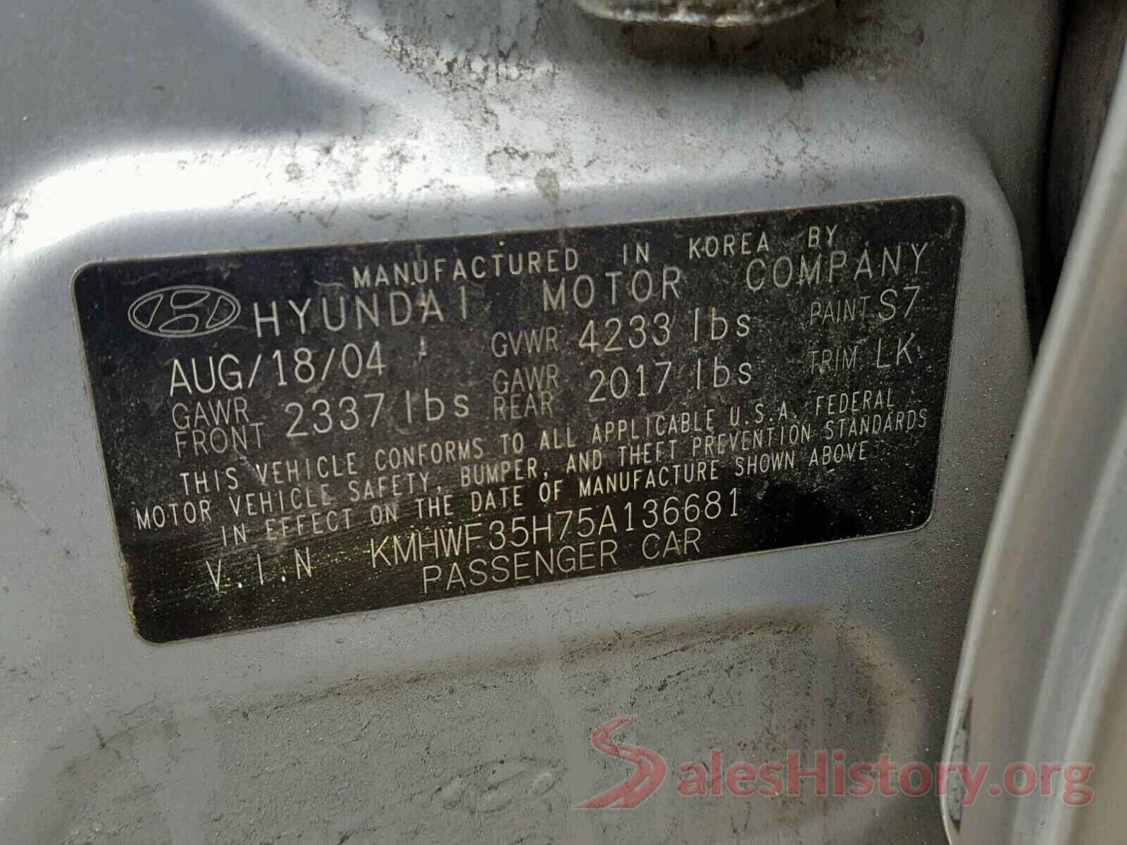 3KPA24AB5KE251550 2005 HYUNDAI SONATA