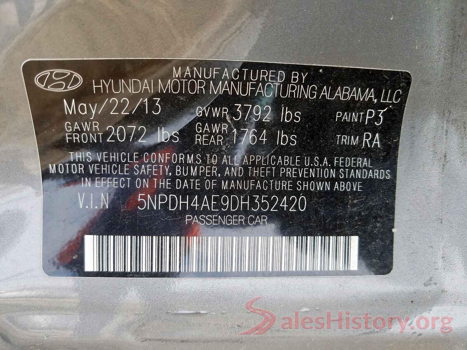 KNMAT2MVXGP697482 2013 HYUNDAI ELANTRA