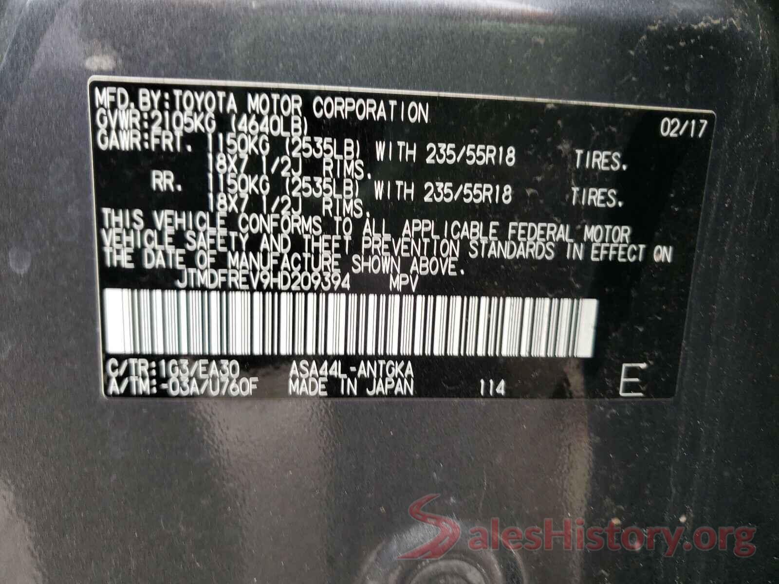 JTMDFREV9HD209394 2017 TOYOTA RAV4