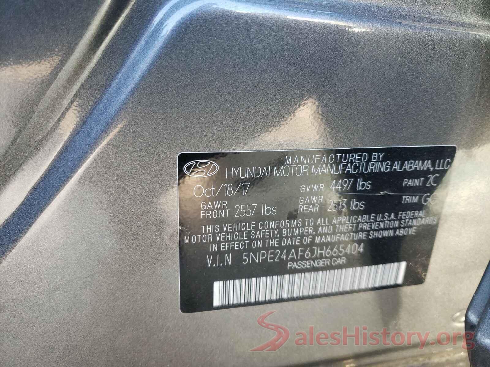 5NPE24AF6JH665404 2018 HYUNDAI SONATA