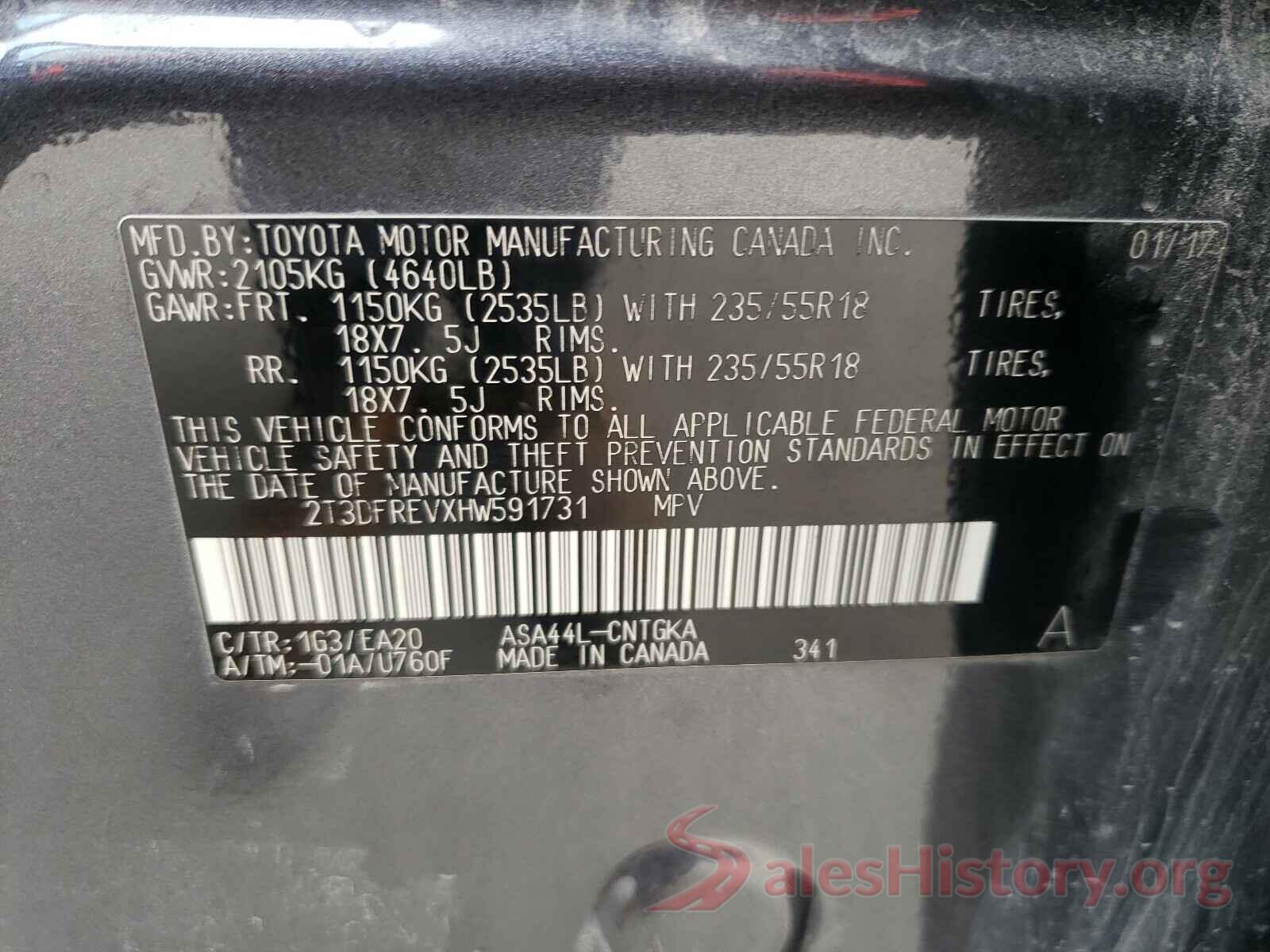 2T3DFREVXHW591731 2017 TOYOTA RAV4