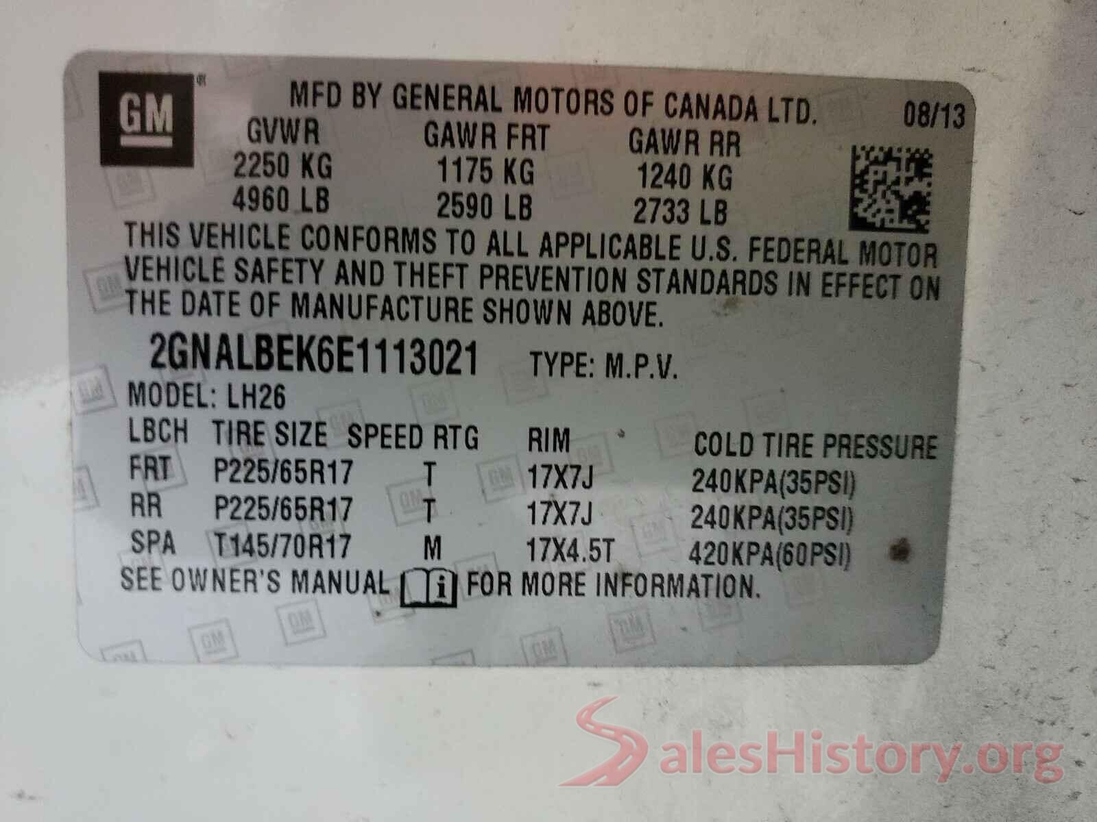 1N4AL3AP8HC243774 2014 CHEVROLET EQUINOX