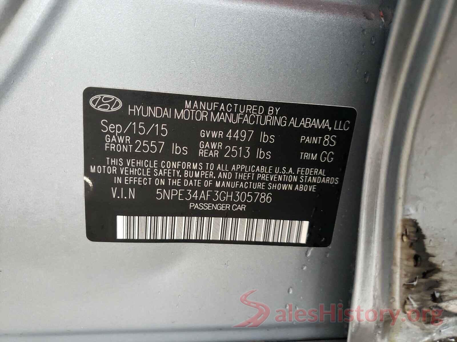 5NPE34AF3GH305786 2016 HYUNDAI SONATA