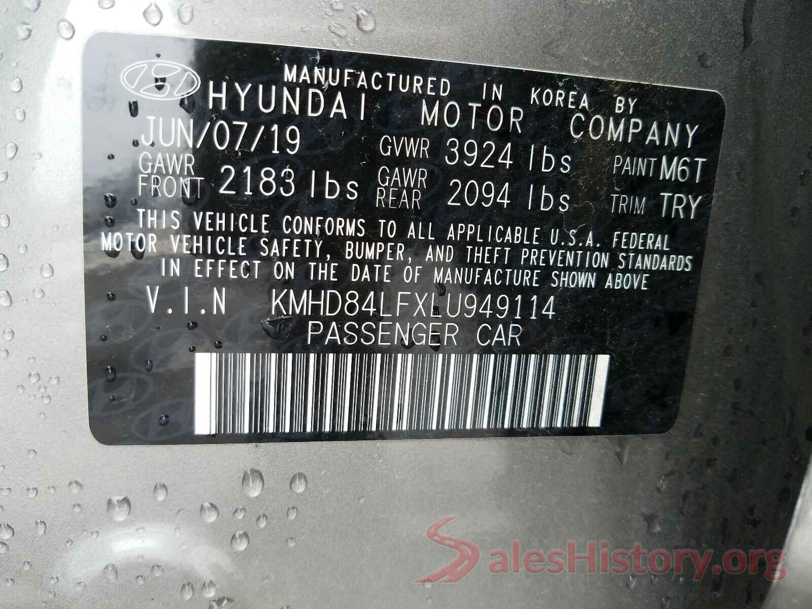 KMHD84LFXLU949114 2020 HYUNDAI ELANTRA