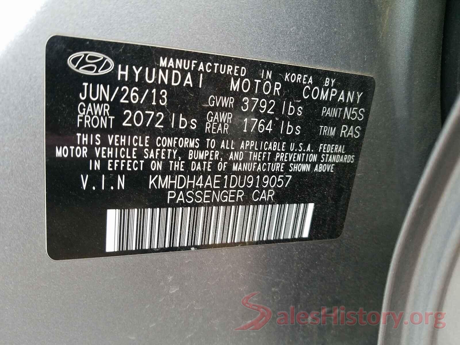 JN8AT2MV8GW152889 2013 HYUNDAI ELANTRA