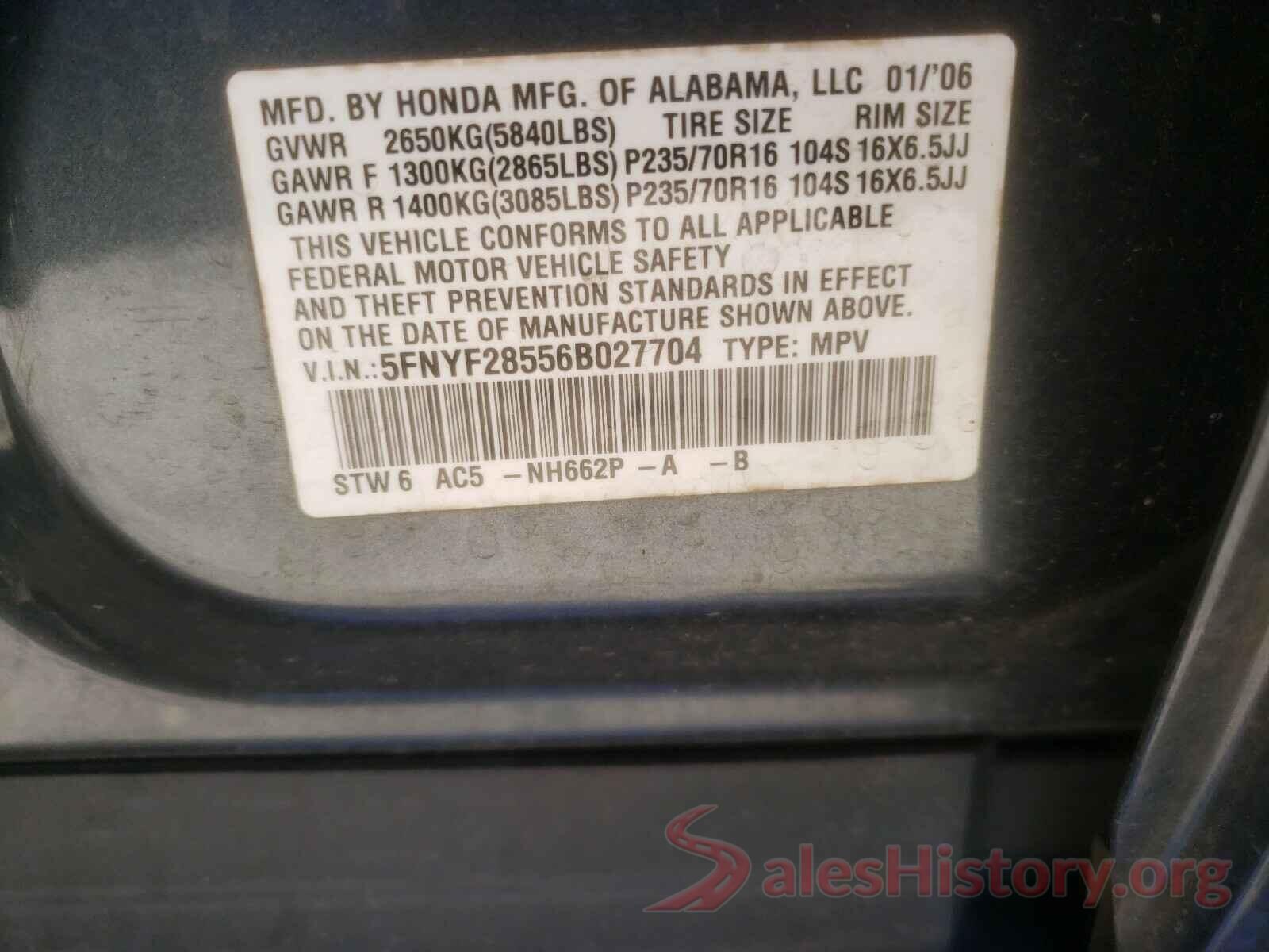 KNDPM3AC9M7884532 2006 HONDA PILOT