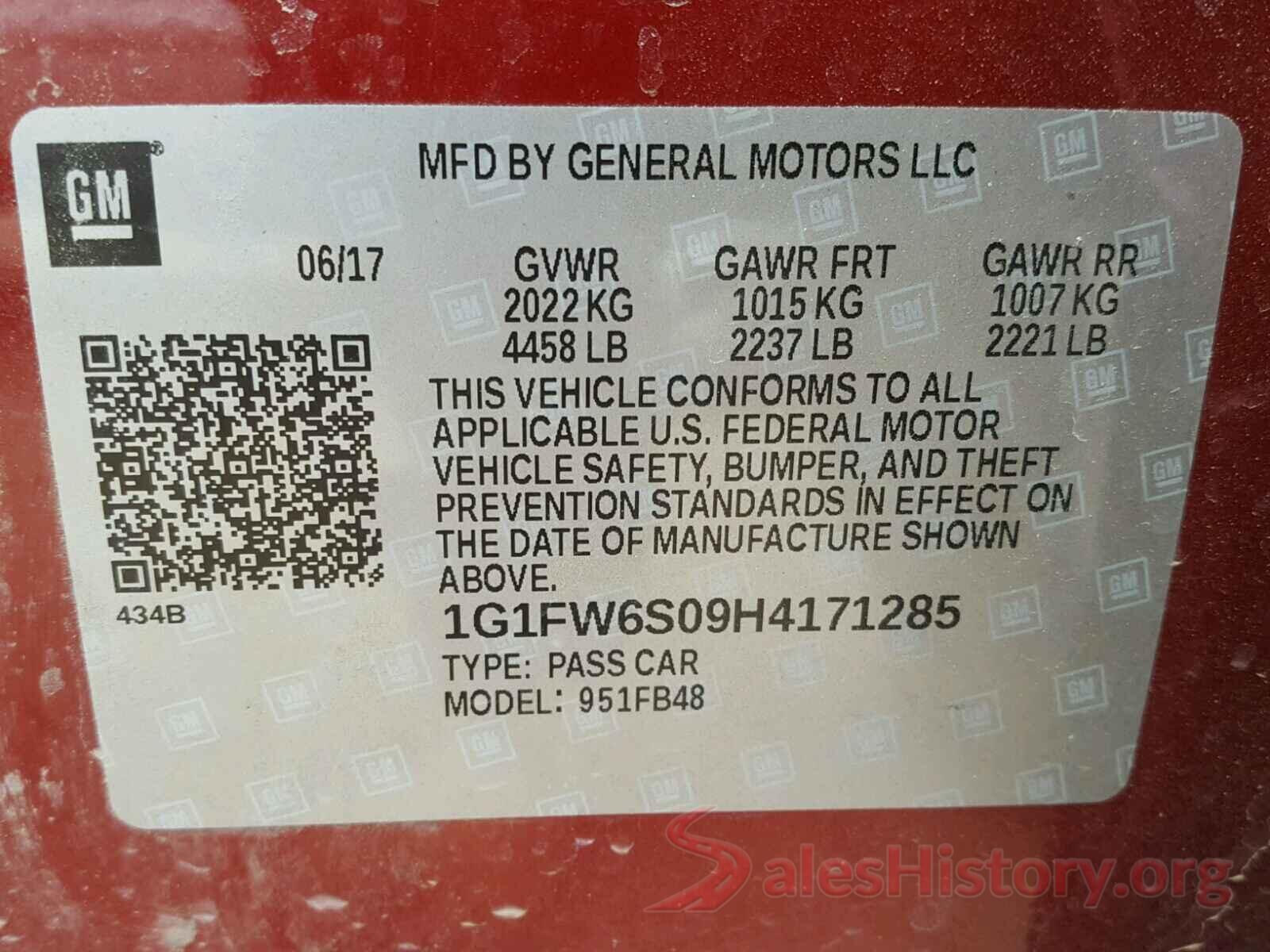 1G1FW6S09H4171285 2017 CHEVROLET BOLT