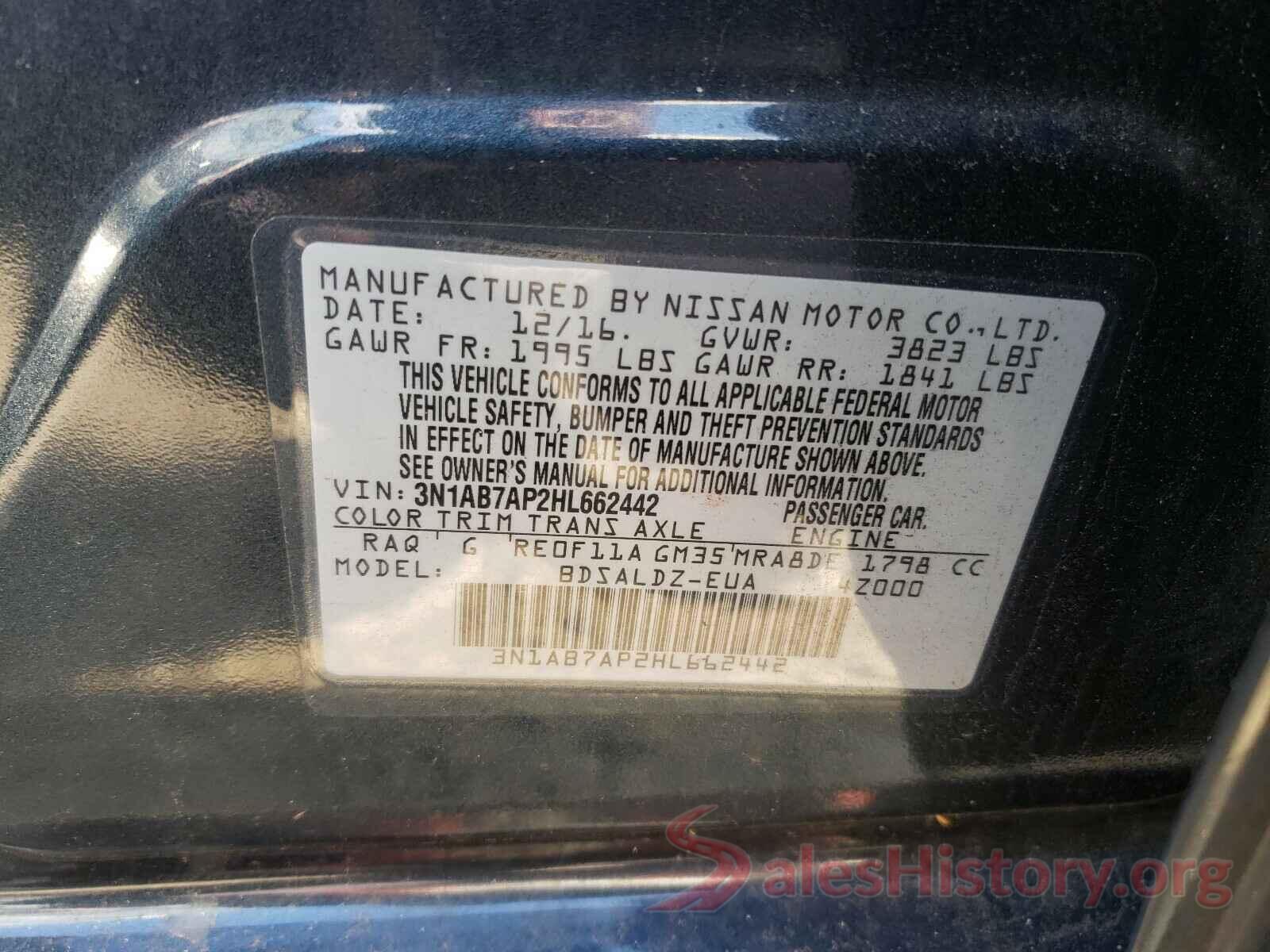 3N1AB7AP2HL662442 2017 NISSAN SENTRA