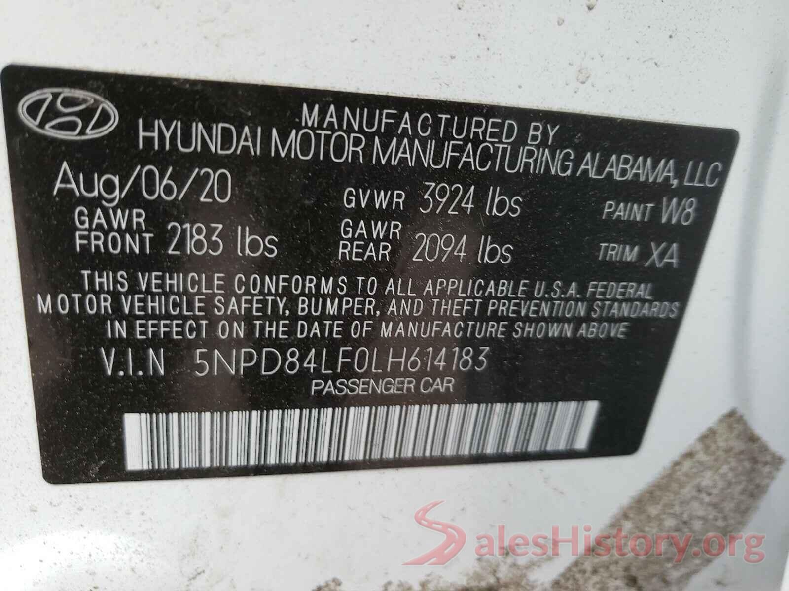 4T1BK1EB0GU219249 2020 HYUNDAI ELANTRA