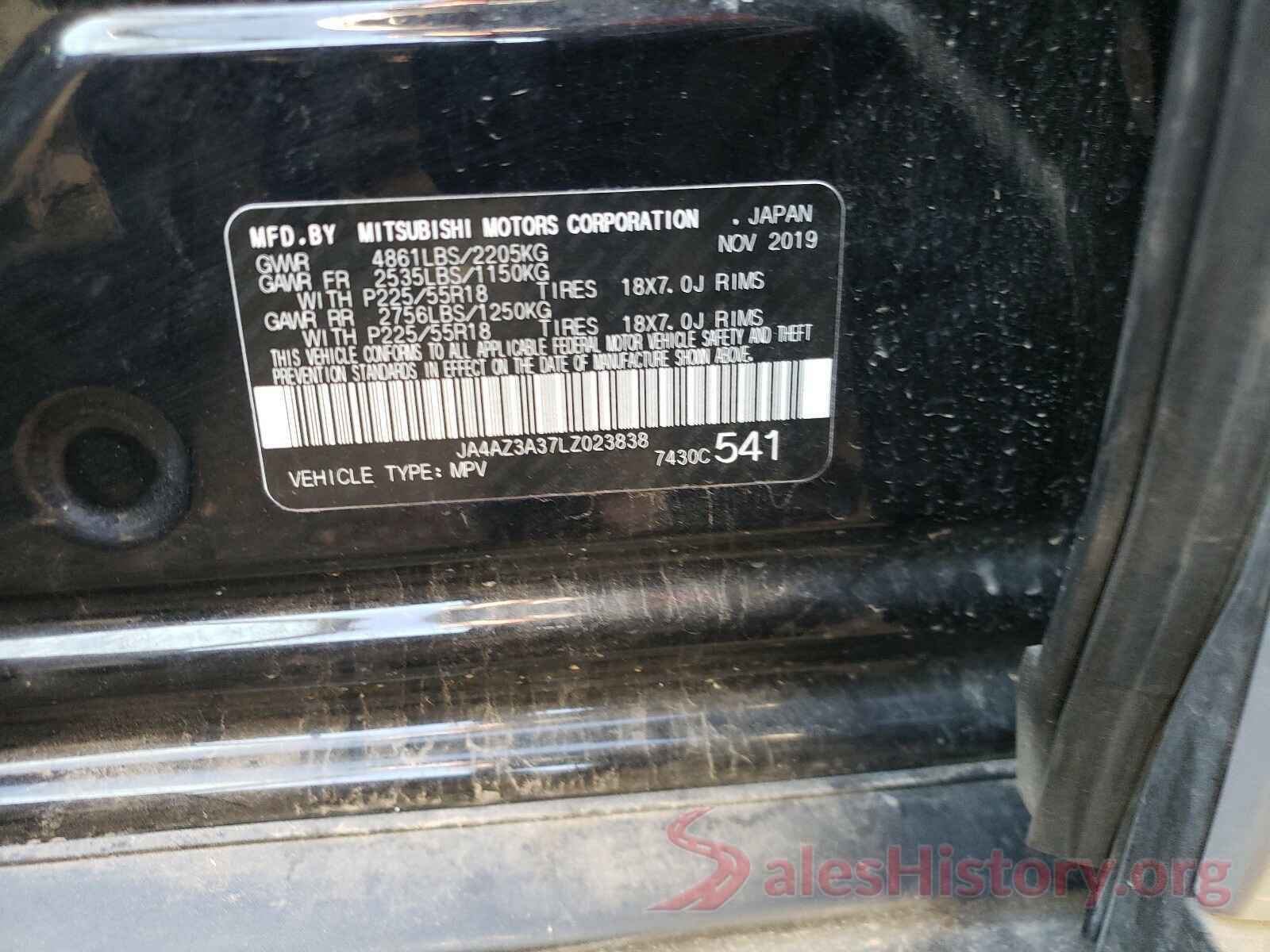 JA4AZ3A37LZ023838 2020 MITSUBISHI OUTLANDER