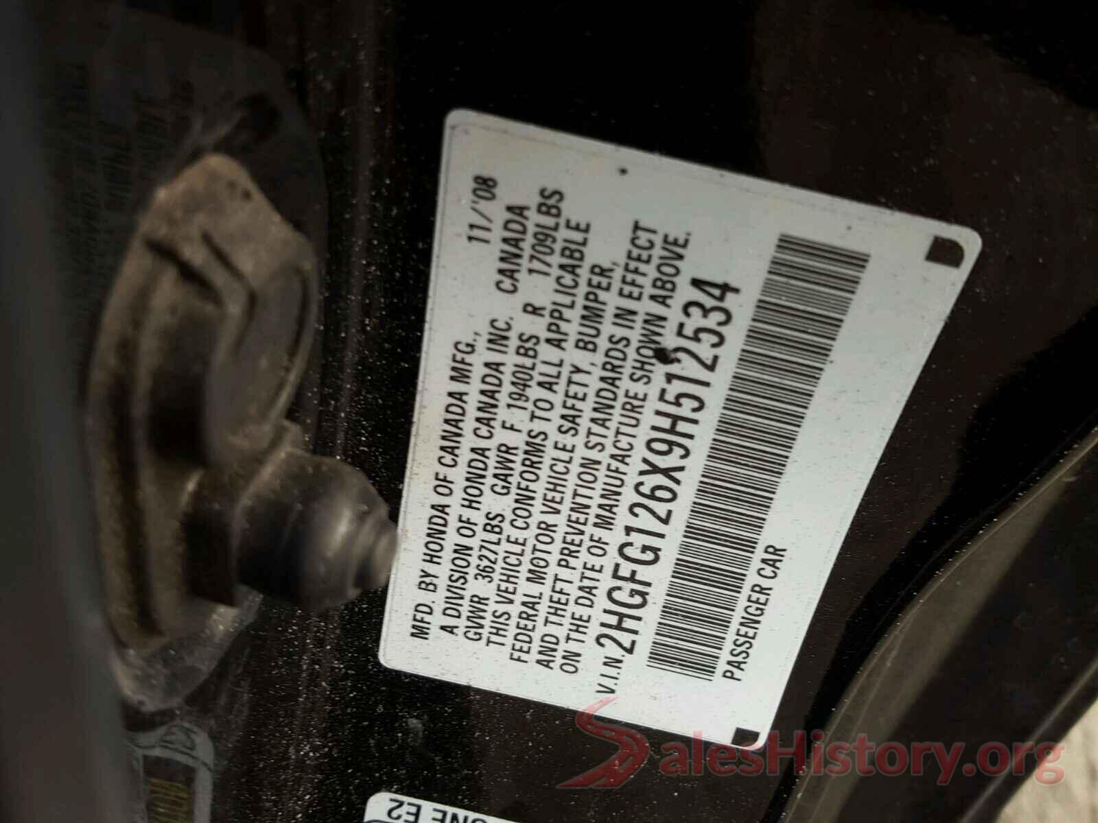 4S3GTAM69H3723222 2009 HONDA CIVIC