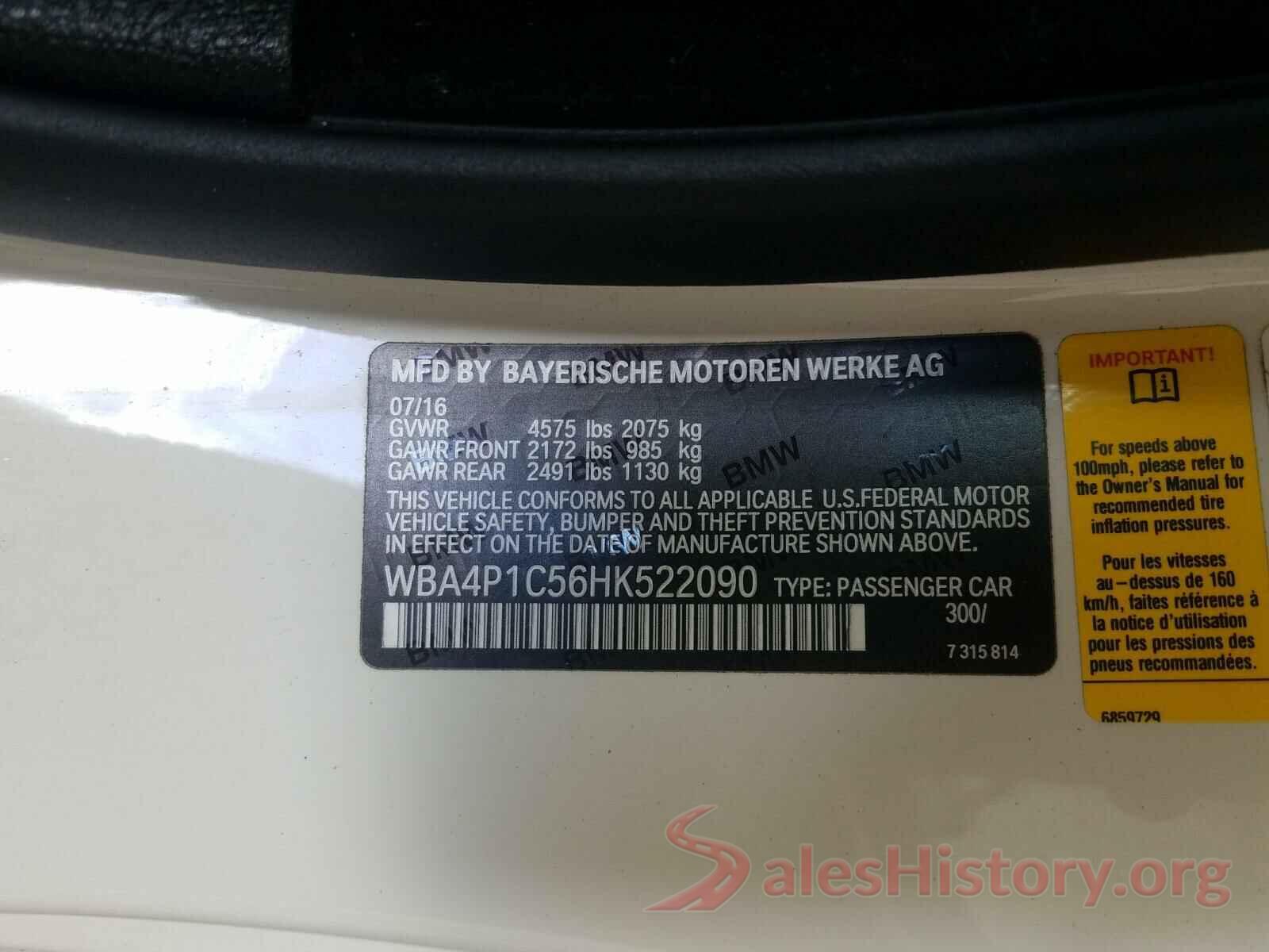 WBA4P1C56HK522090 2017 BMW 4 SERIES