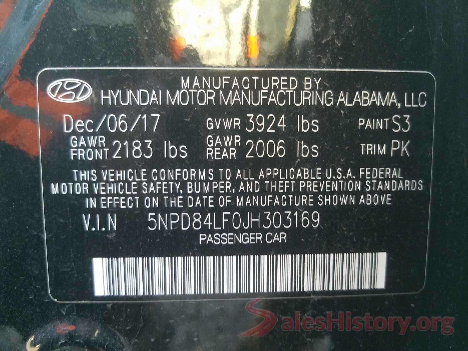 5NPD84LF0JH303169 2018 HYUNDAI ELANTRA