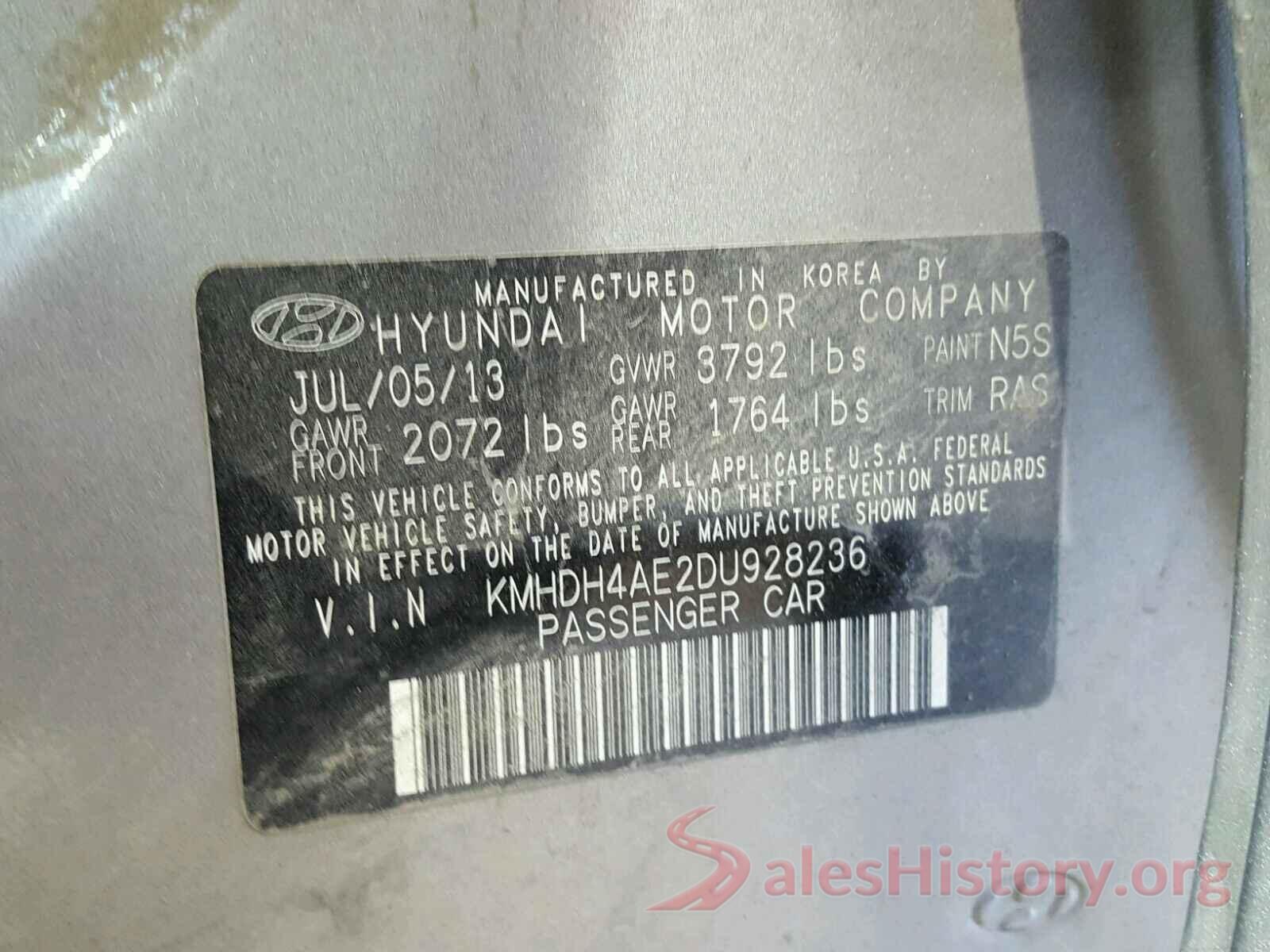 3TMCZ5ANXJM179219 2013 HYUNDAI ELANTRA