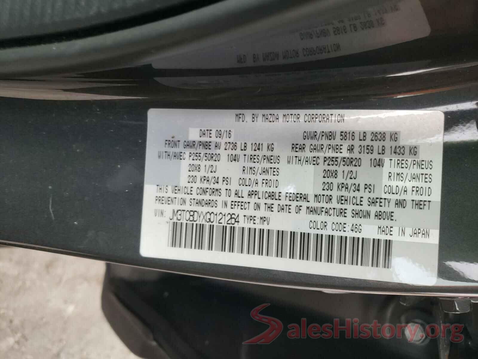 JM3TCBDYXG0121264 2016 MAZDA CX-9