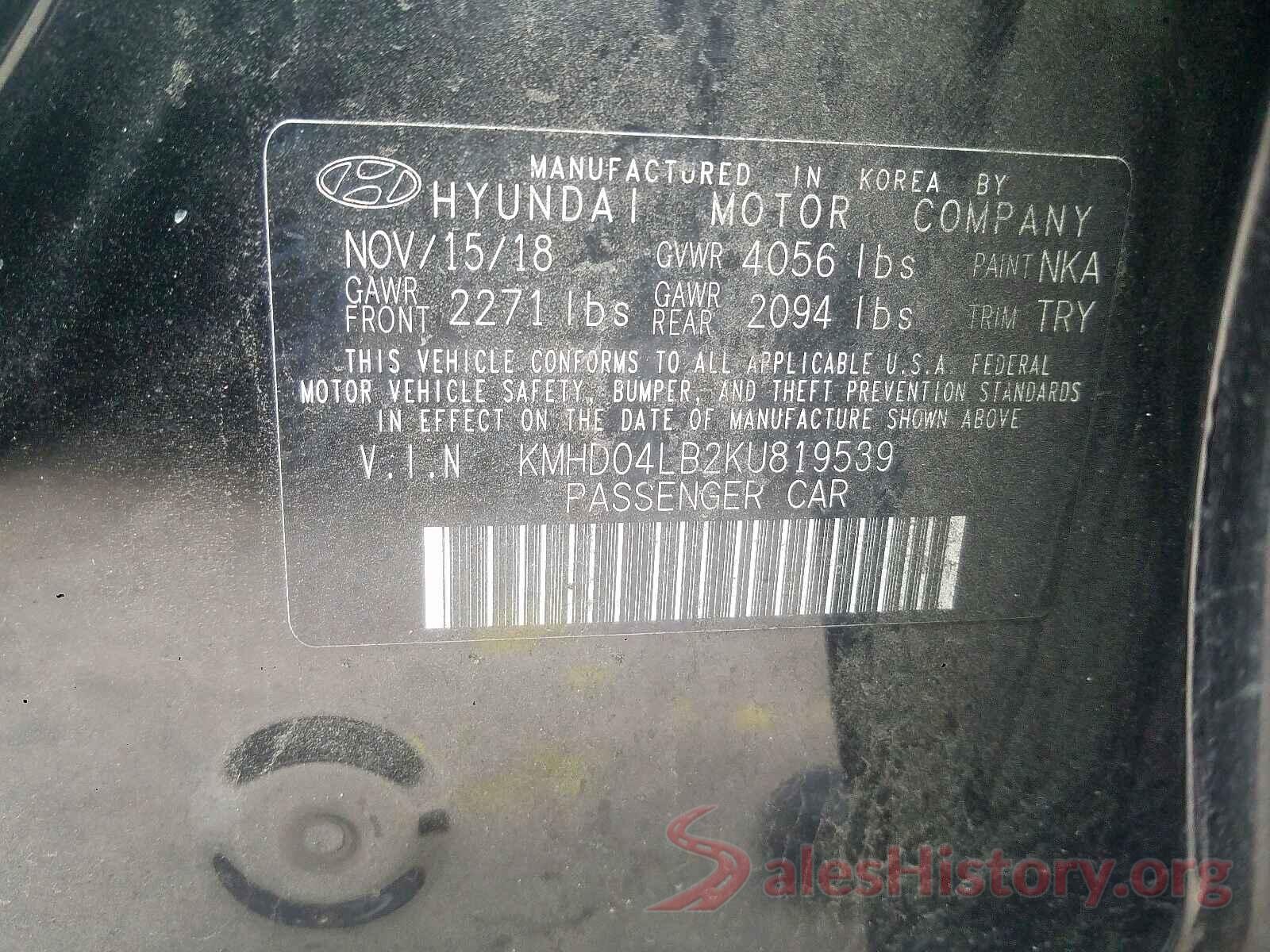 5NMZUDLB9HH007959 2019 HYUNDAI ELANTRA