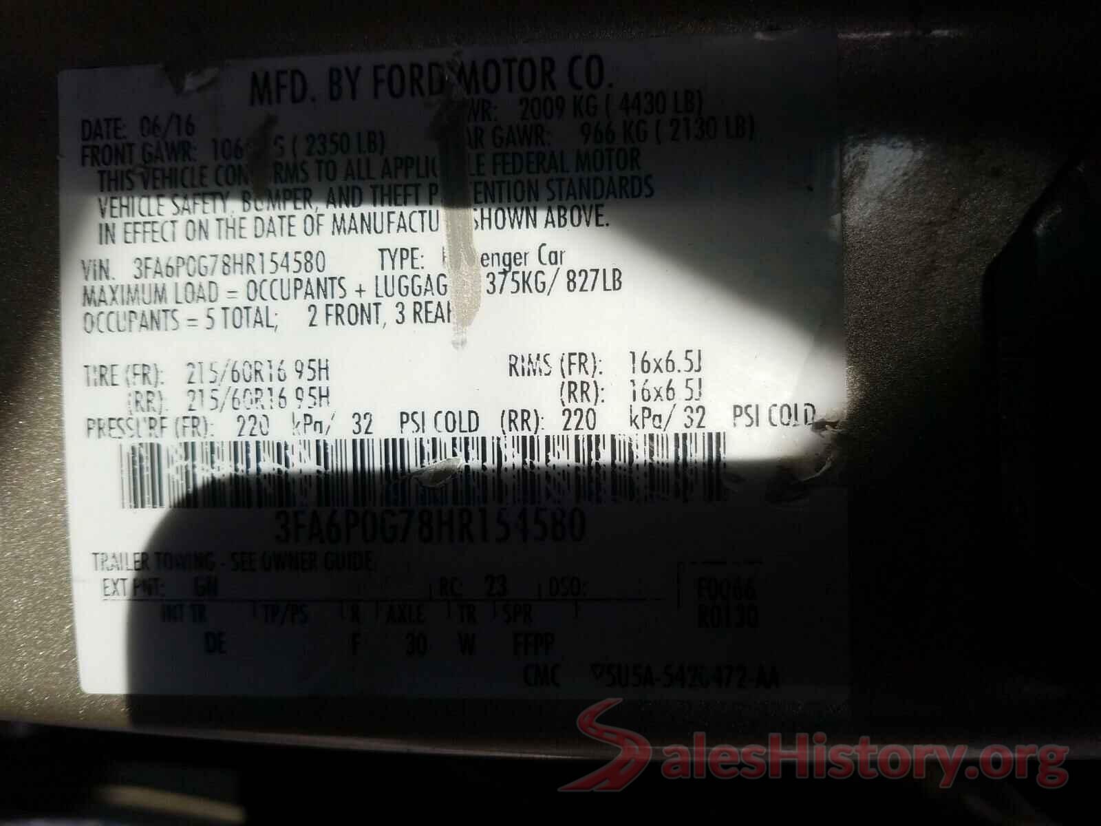 1HGCV1F35KA100177 2017 FORD FUSION