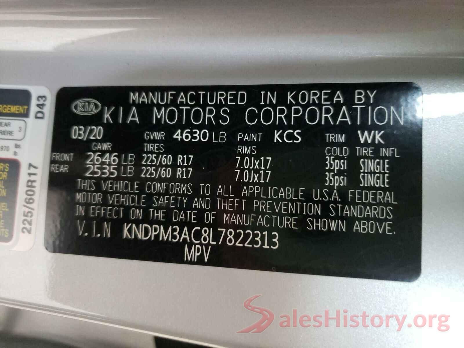 KNDPM3AC8L7822313 2020 KIA SPORTAGE