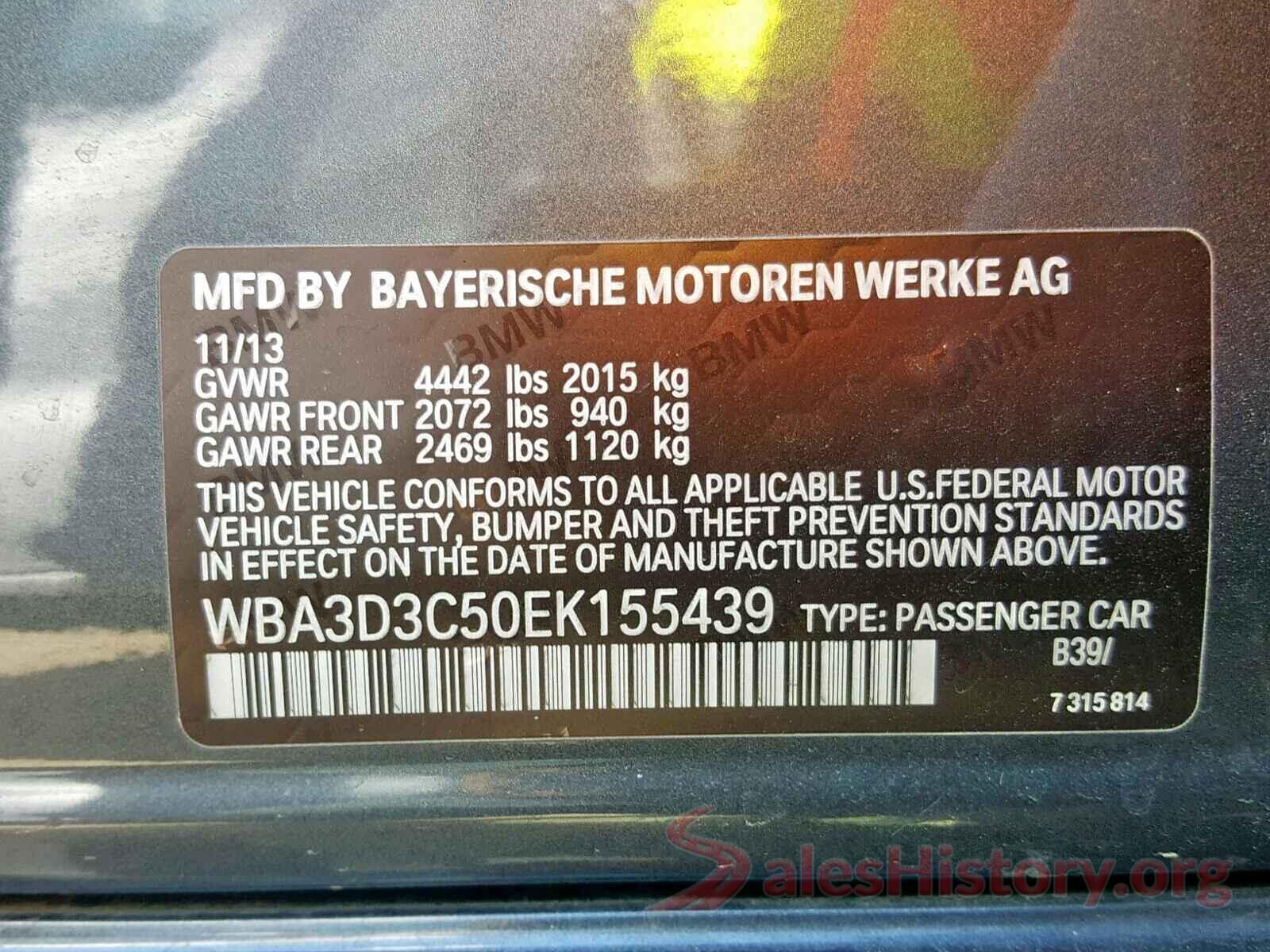 WBA5R1C55KAK10550 2014 BMW 3 SERIES