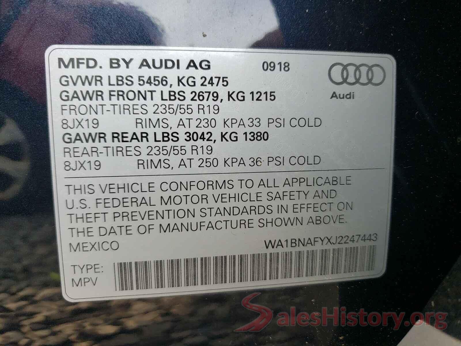 WA1BNAFYXJ2247443 2018 AUDI Q5