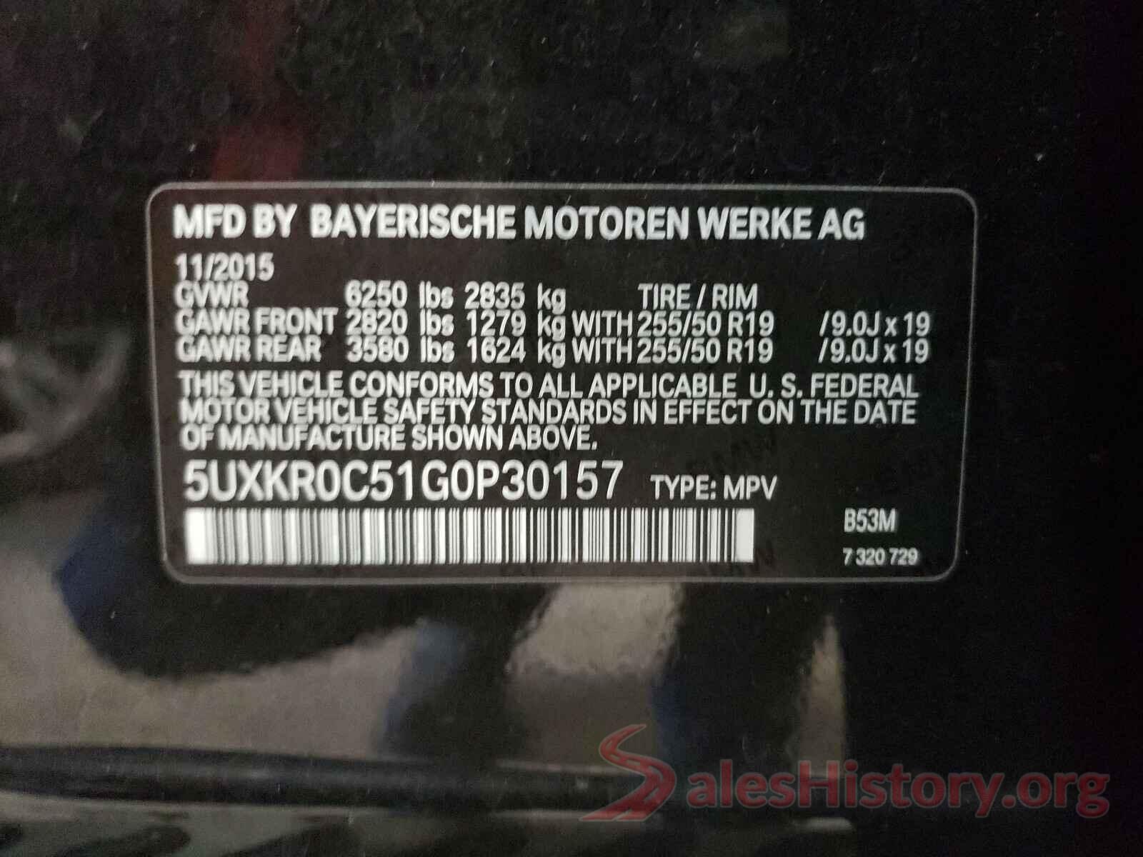 5UXKR0C51G0P30157 2016 BMW X5