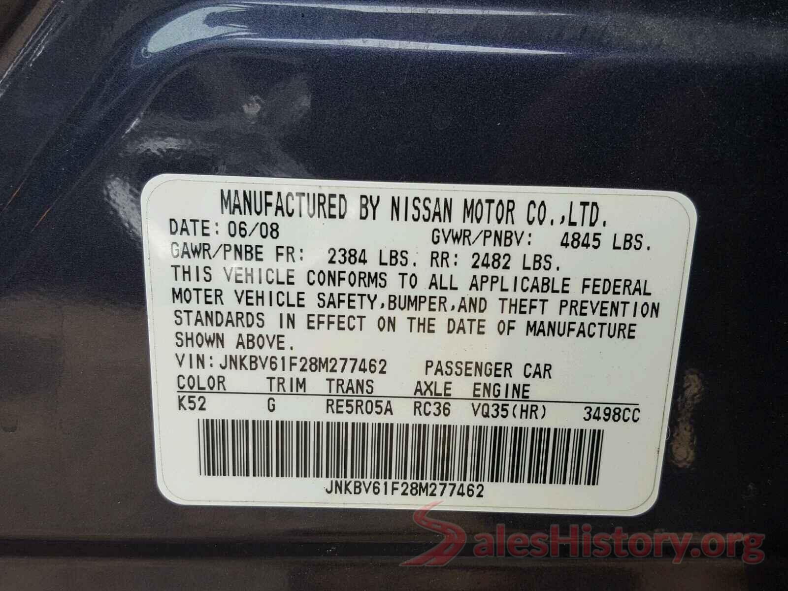 1N6AA1E57HN548066 2008 INFINITI G35