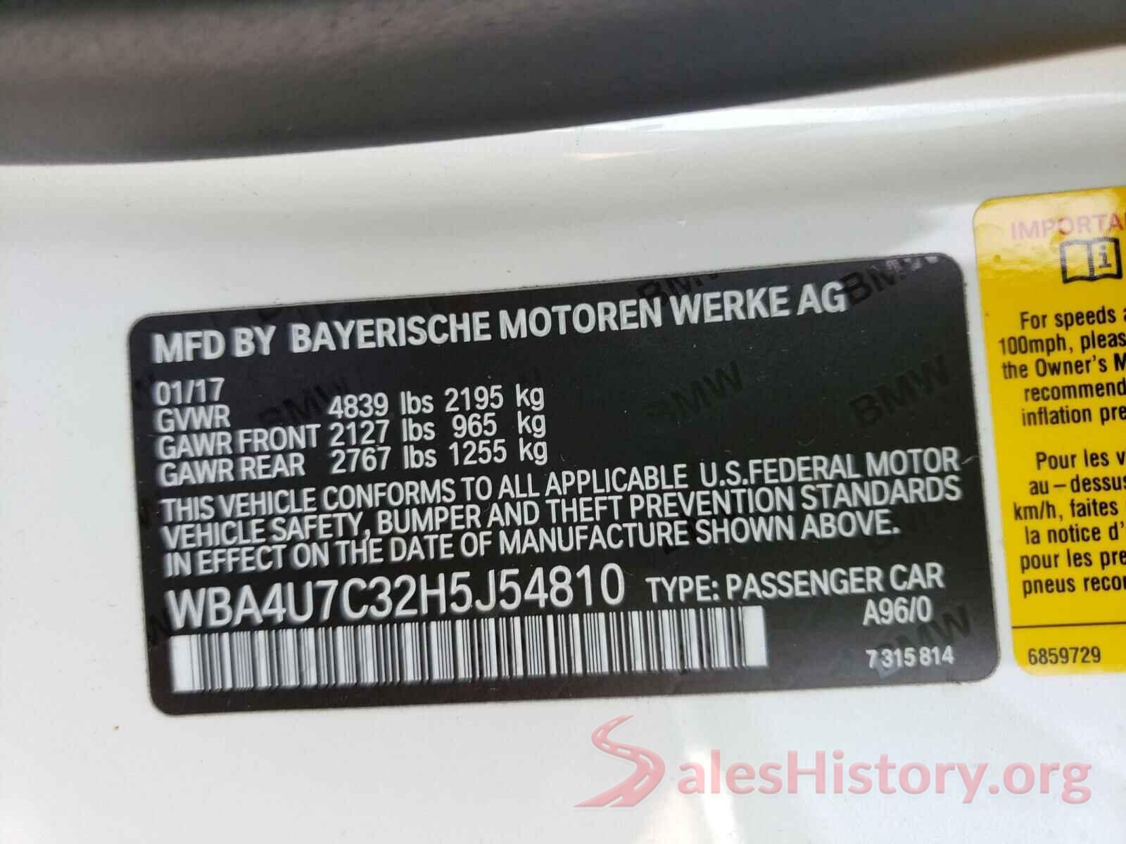 WBA4U7C32H5J54810 2017 BMW 4 SERIES