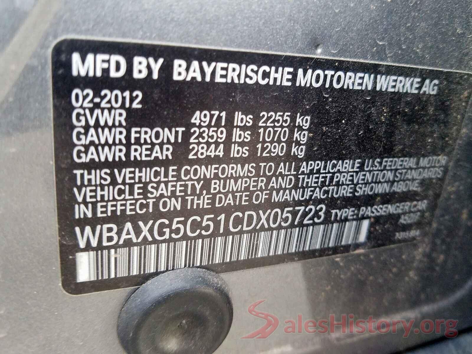 1HGCR2F34HA134677 2012 BMW 5 SERIES