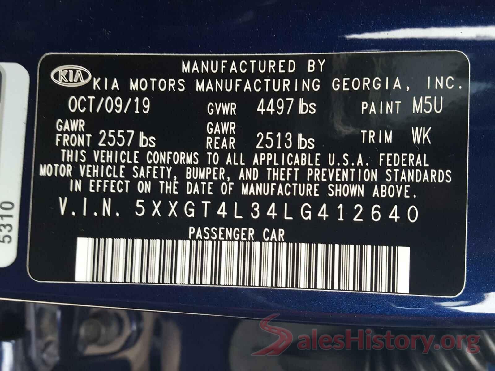 5XXGT4L34LG412640 2020 KIA OPTIMA