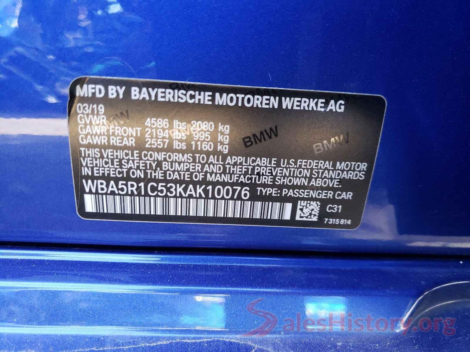 3CZRU6H71GM719419 2019 BMW 3 SERIES