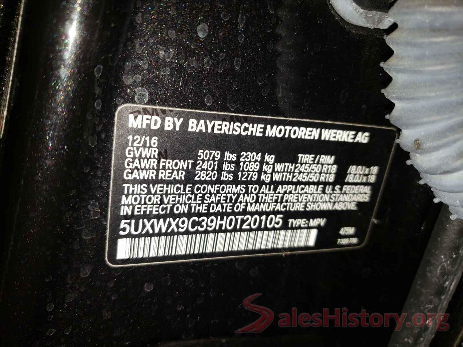 5UXWX9C39H0T20105 2017 BMW X3