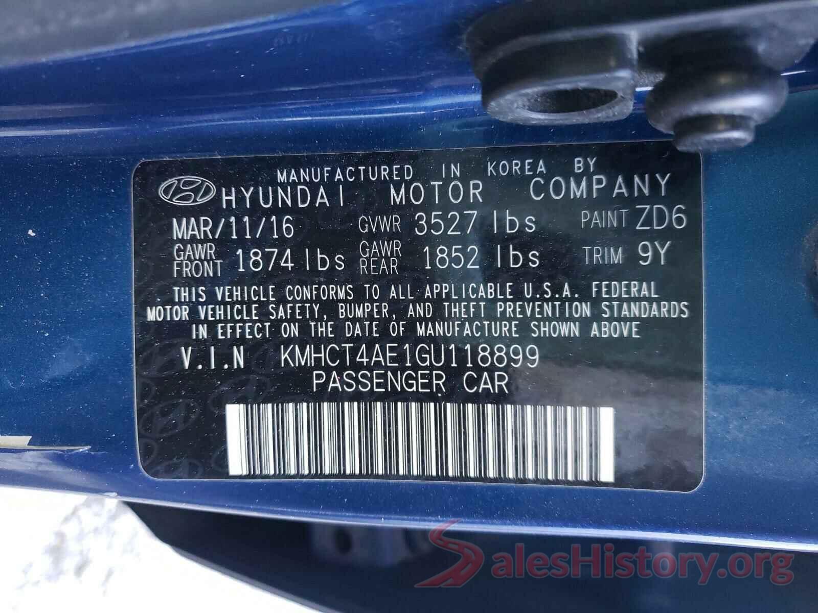 KMHCT4AE1GU118899 2016 HYUNDAI ACCENT