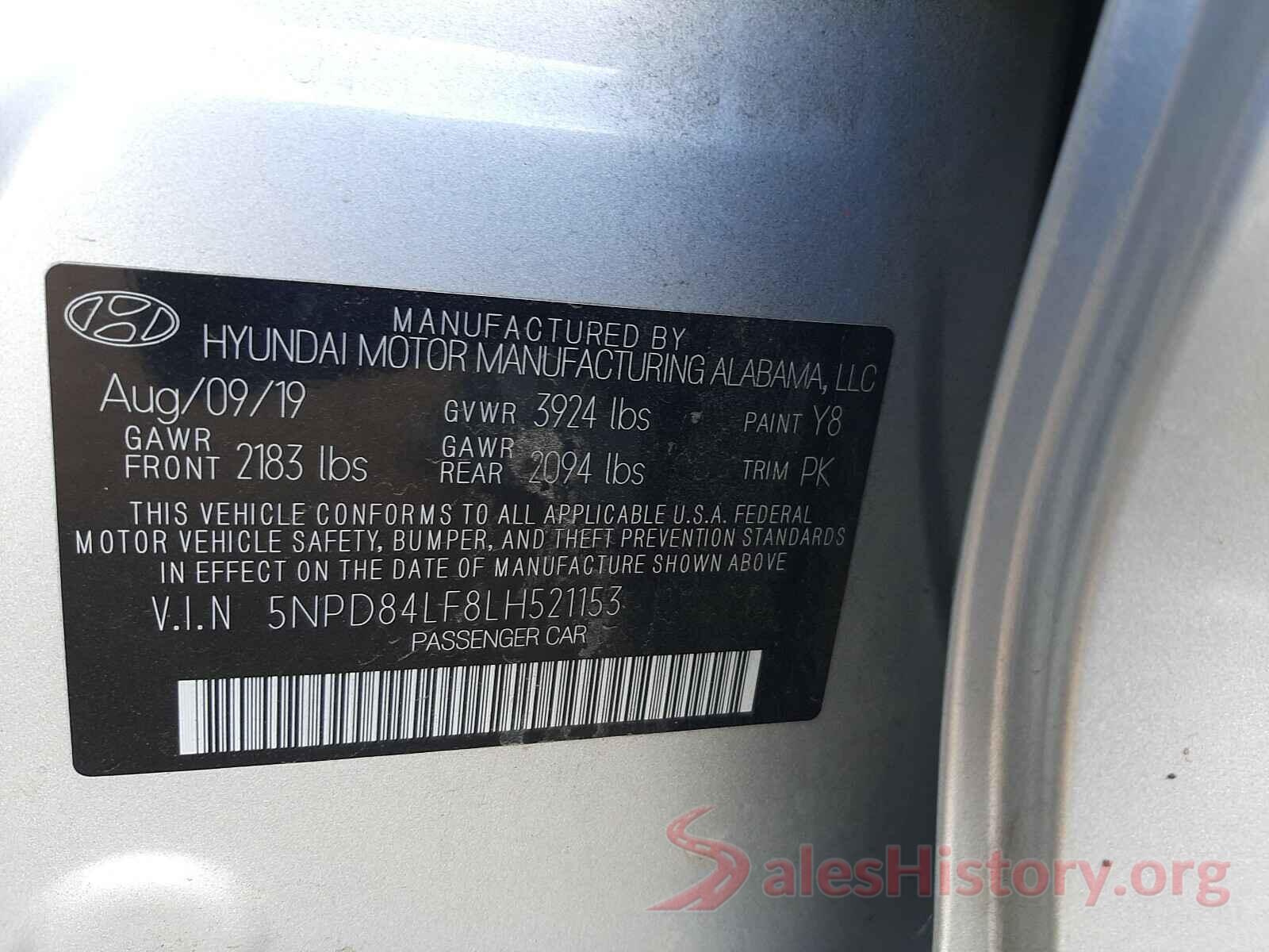 5NPD84LF8LH521153 2020 HYUNDAI ELANTRA