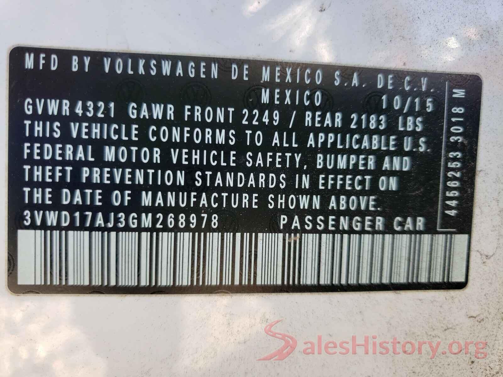 3VWD17AJ3GM268978 2016 VOLKSWAGEN JETTA