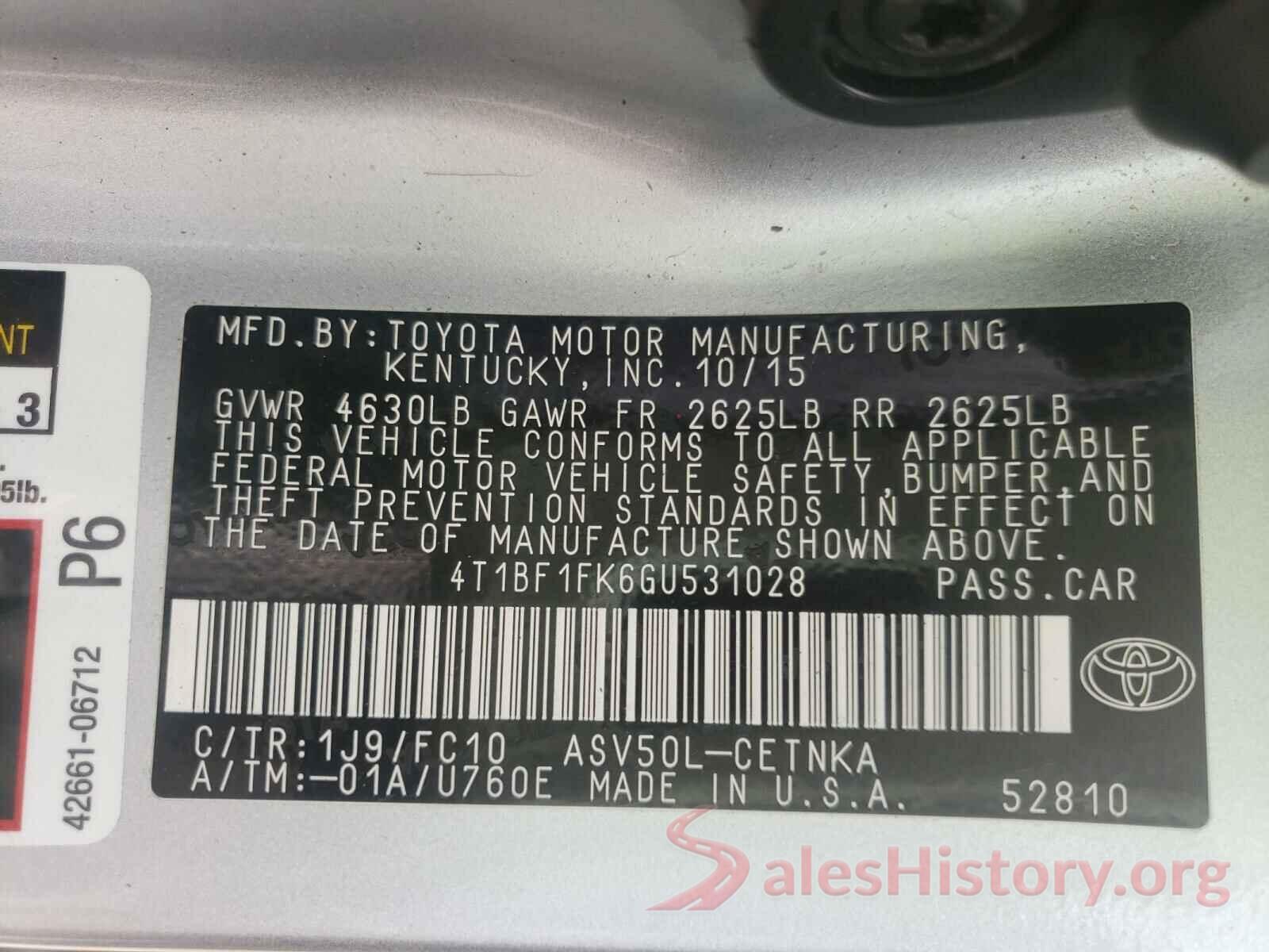 4T1BF1FK6GU531028 2016 TOYOTA CAMRY