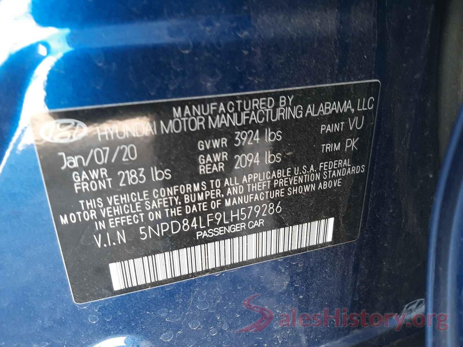 5NPD84LF9LH579286 2020 HYUNDAI ELANTRA