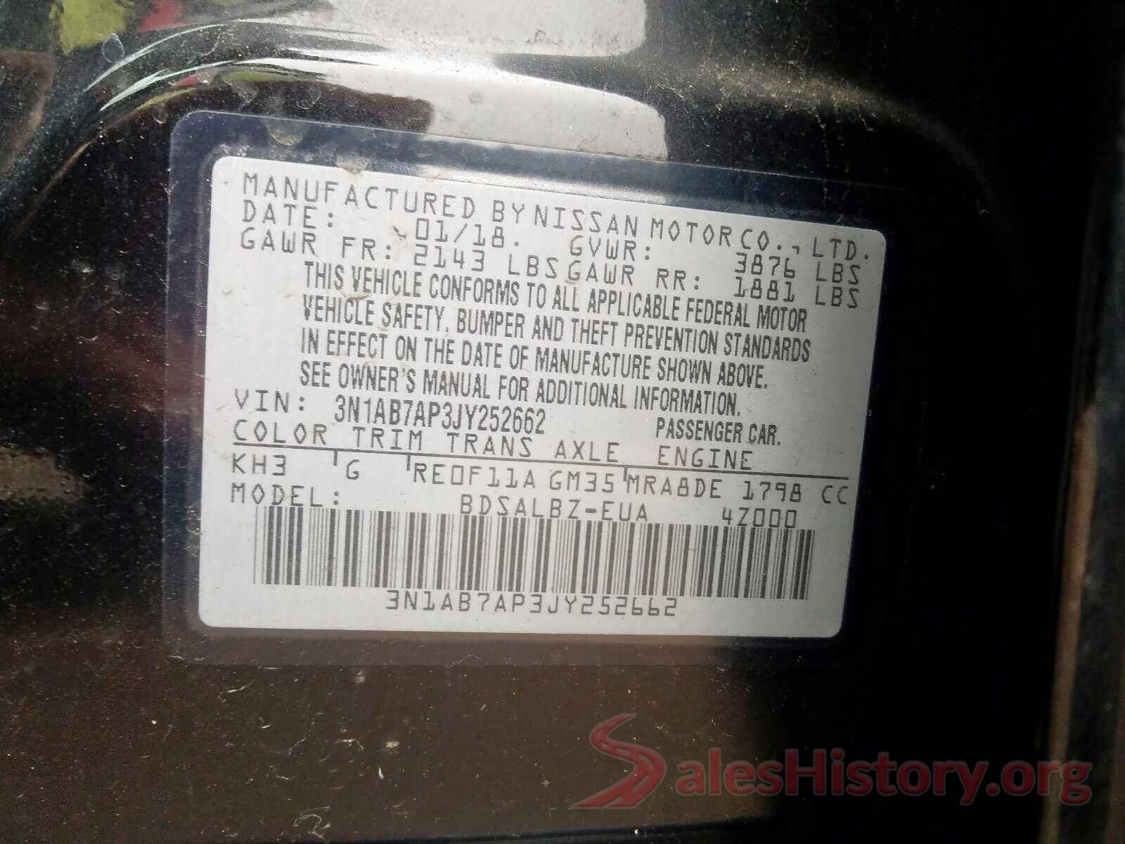 3N1AB7AP3JY252662 2018 NISSAN SENTRA