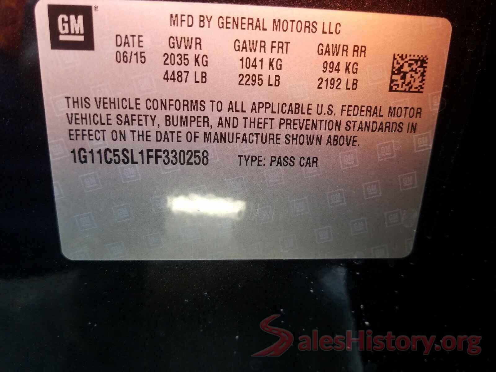 1HGCV1F39LA117792 2015 CHEVROLET MALIBU