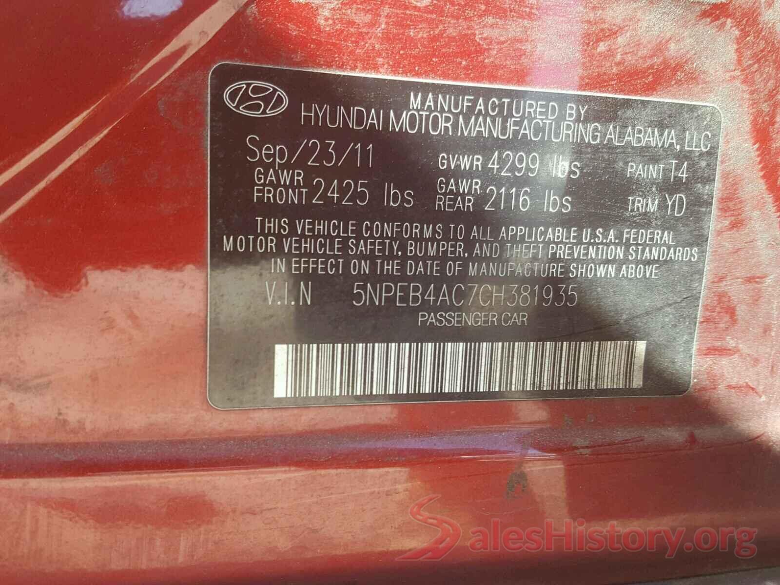 3KPA25AD4ME395293 2012 HYUNDAI SONATA