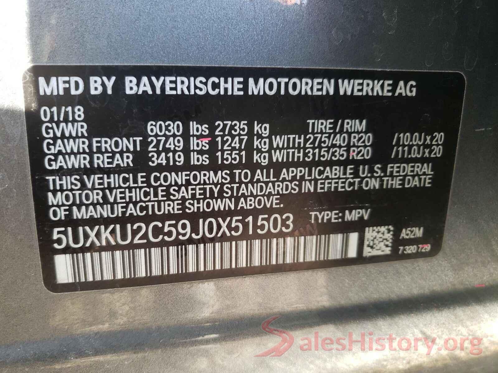 5UXKU2C59J0X51503 2018 BMW X6