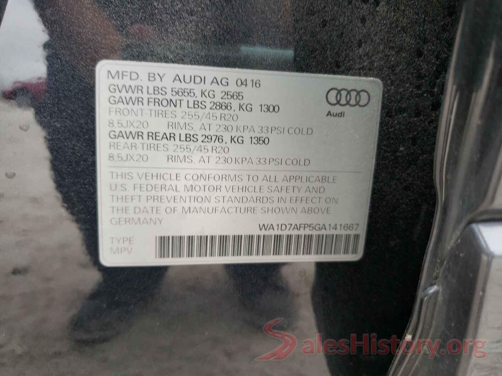 WA1D7AFP5GA141667 2016 AUDI Q5